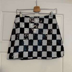 UK Glamorous Black & White Sequin Mini Skirt size 6